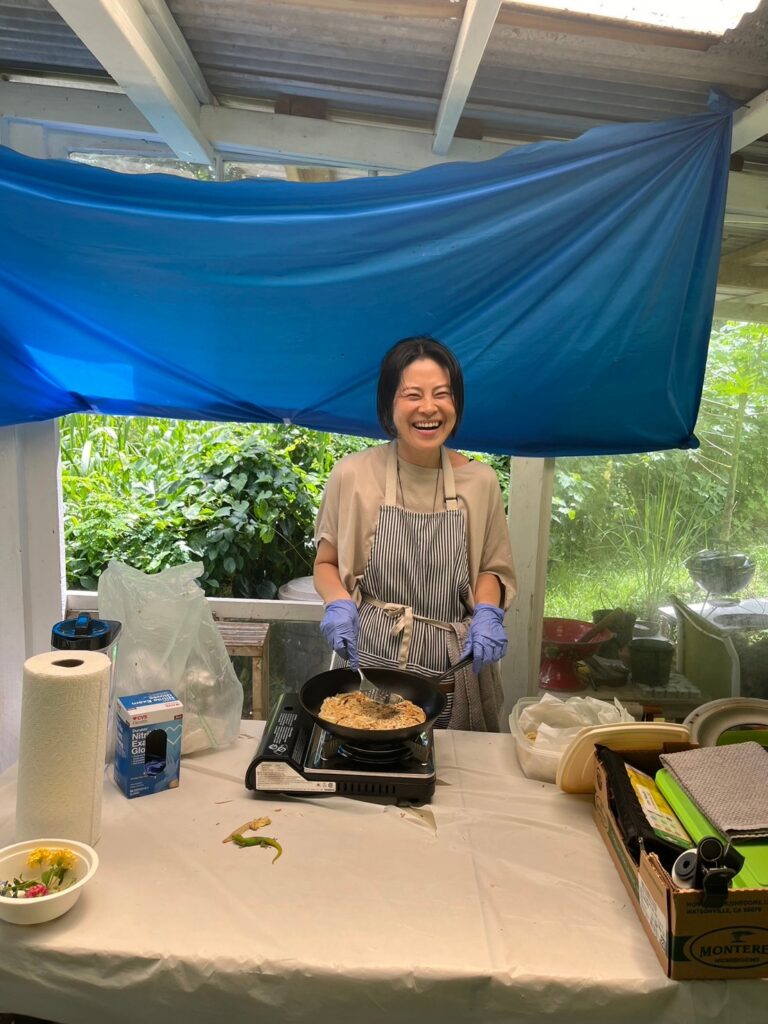 Chie presenting her recipe of Hashed Brown Ulu