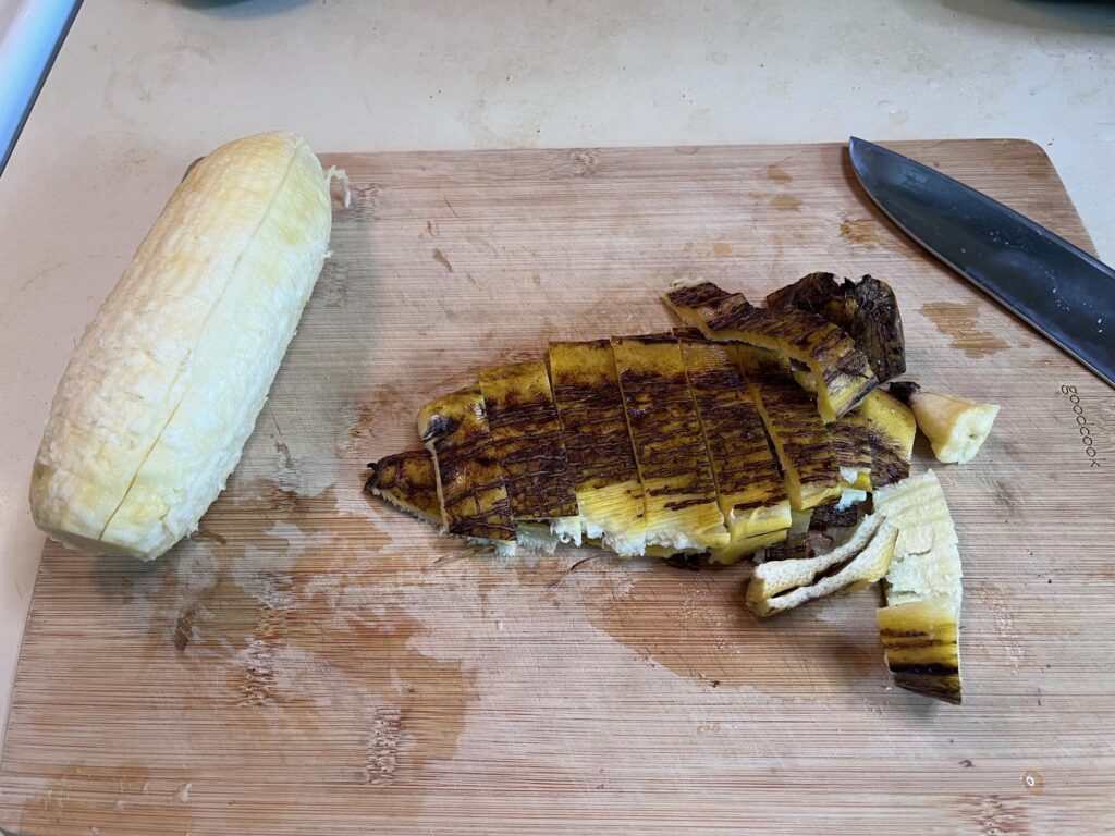Banana peel goes into nutruicious compost